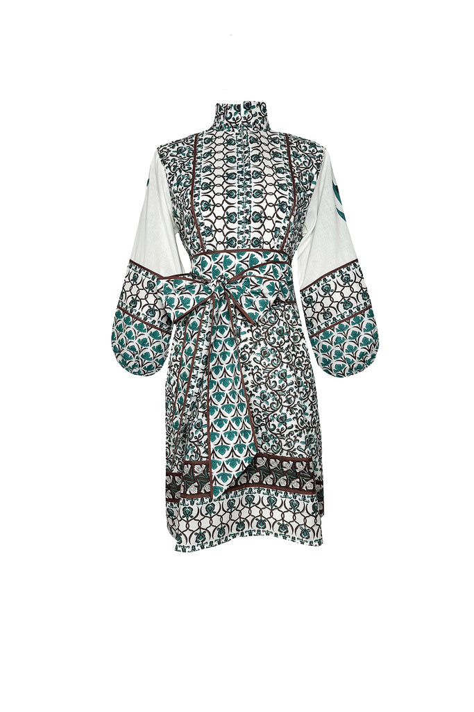 SUE SARTOR Flounce Shorty | Verdigris/Espresso Iris