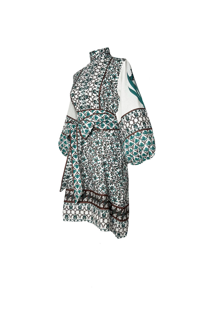 SUE SARTOR Flounce Shorty | Verdigris/Espresso Iris