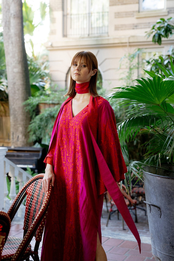 SS Kaftan | Vibrant Pink/Rose Red Floral SS Kaftan | Vibrant Pink/Rose Red Floral