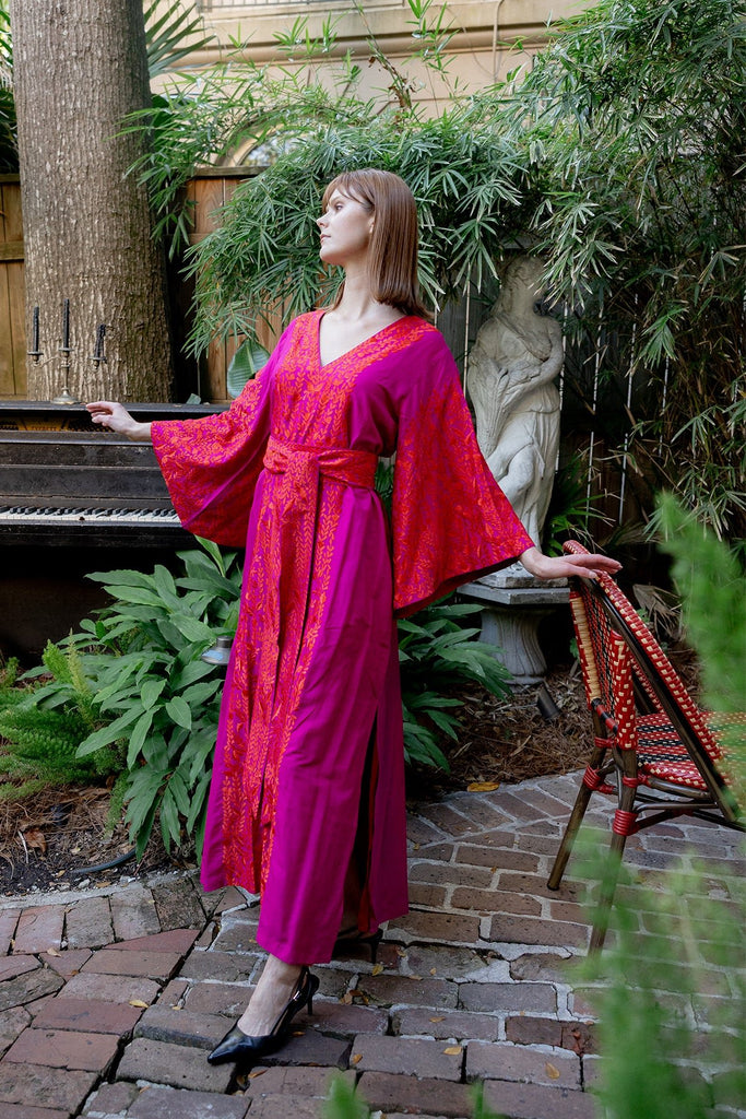 SS Kaftan | Vibrant Pink/Rose Red Floral SS Kaftan | Vibrant Pink/Rose Red Floral