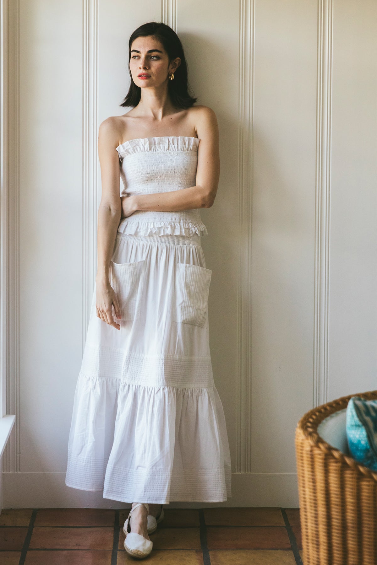 Strapless Bandeau Top | White Poplin