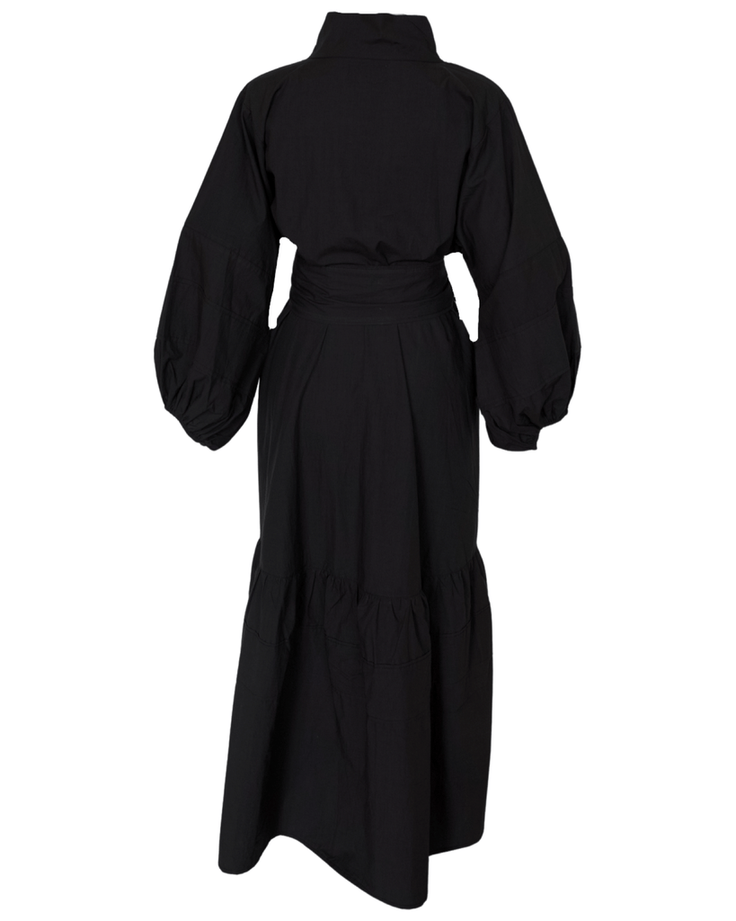 SUE SARTOR Flounce | Black Cotton Travel S SUE SARTOR Flounce | Black Cotton Travel S