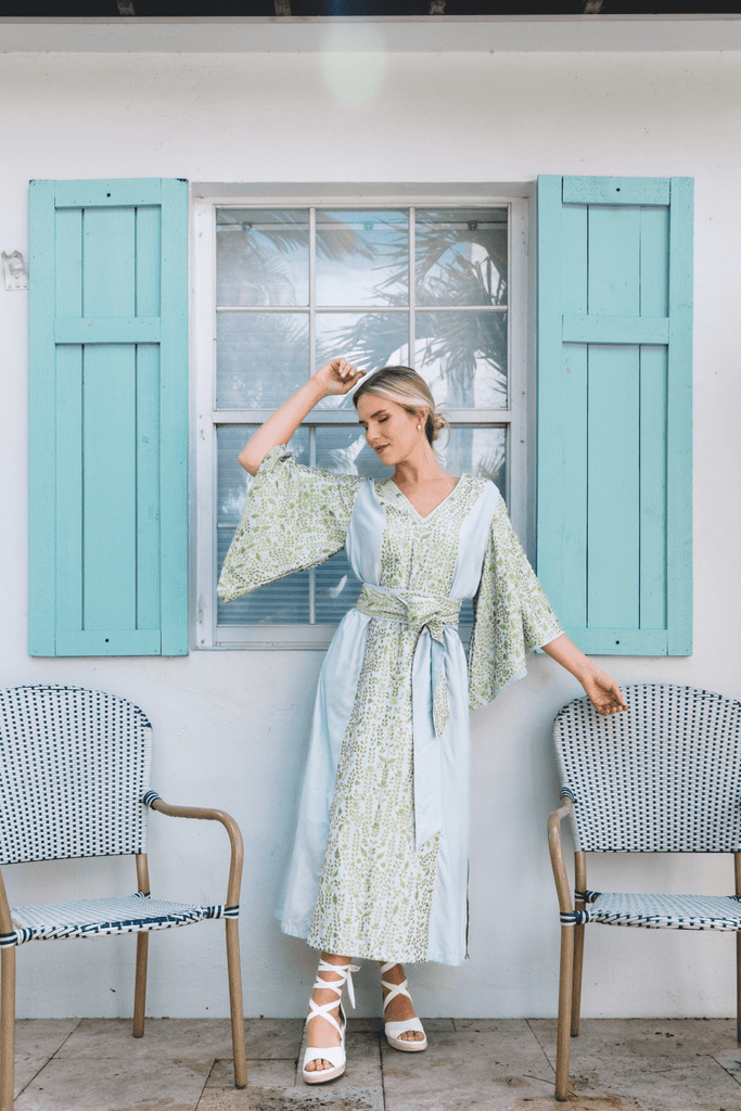 SS Kaftan | Robins Egg Blue/Chartreuse SS Kaftan | Robins Egg Blue/Chartreuse