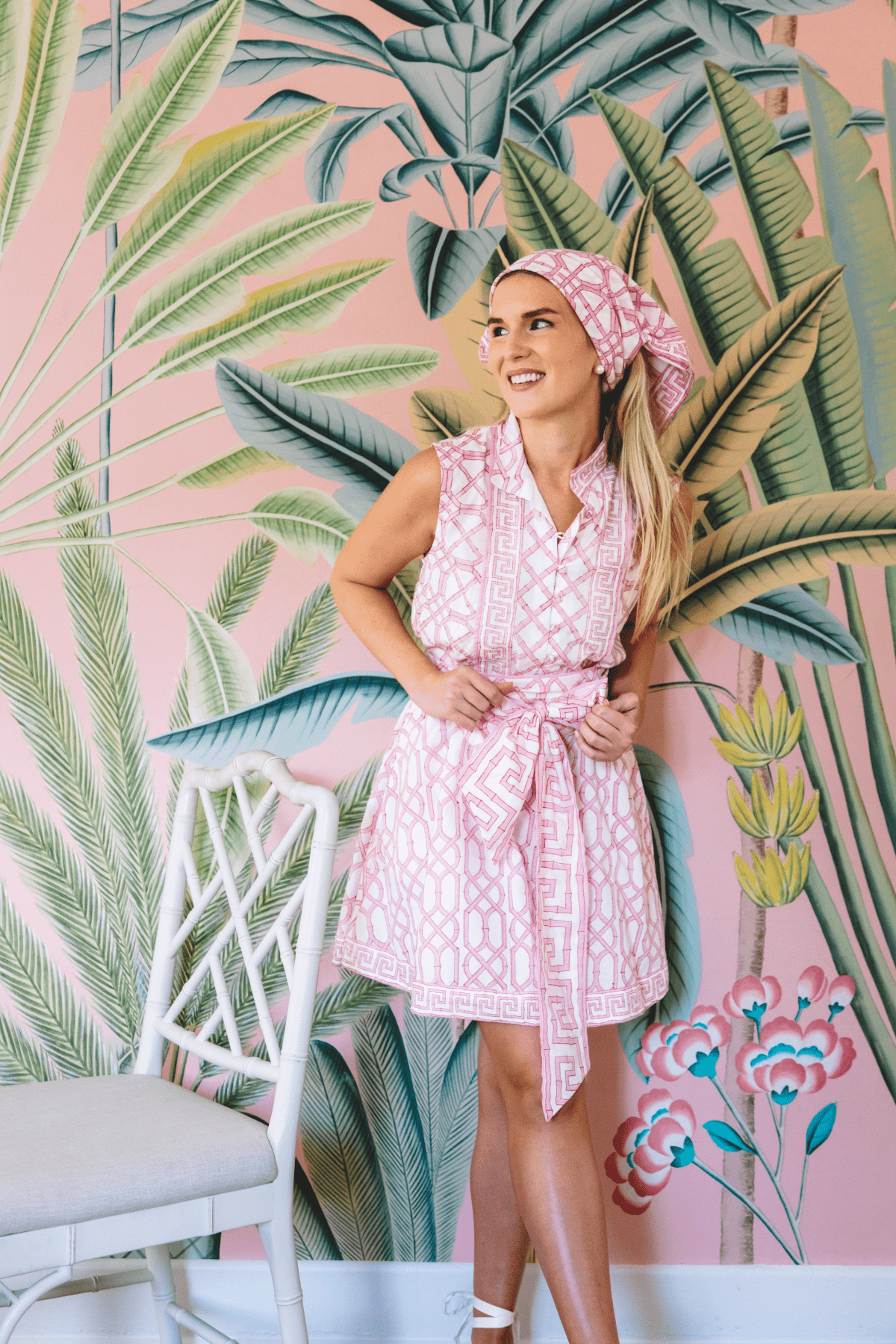 Sleeveless SUE SARTOR Flounce Mini | Hibiscus Bamboo